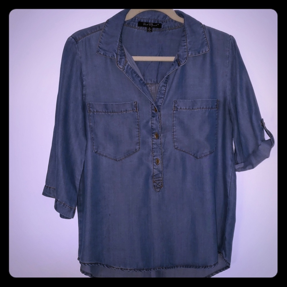 Denim shirt velvet heart S